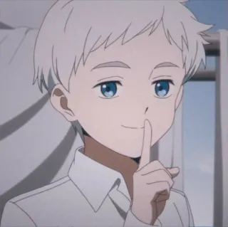 💫 Norman The Promised Neverland Аниме, Персонаж, Норман, Обещанный Неверленд, Мальчик, Палец к губам, Манга telegram sticker
