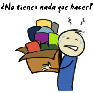 😰 desenho animado, personagem, caixa, fardo, stress, suando, pesado, carregando telegram sticker