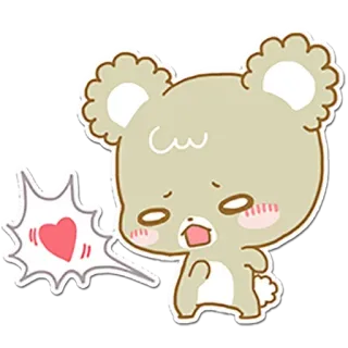 😙 urso, fofo, amor, coração, desenho animado telegram sticker