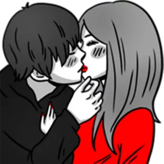 💋 Kuss, Paar, Liebe, Romantik, Cartoon, Zuneigung, Gruß, Emoticon whatsapp sticker