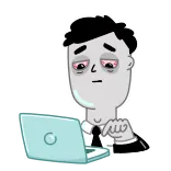 😡 истощение, работа, ноутбук, усталый, мультик, сотрудник telegram sticker