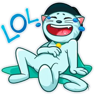 😂 LOL gato riendo, lol, dibujos animados, divertido, emoji telegram sticker