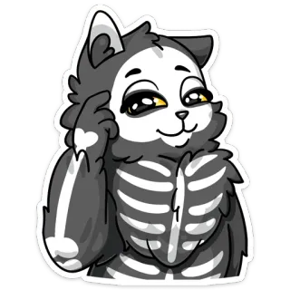 🤔 gato, esqueleto, lindo, halloween, animal, gracioso, kawaii whatsapp sticker