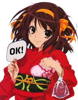 👍 OK! Anime, Fille, Ok, Joyeux, Positif telegram sticker
