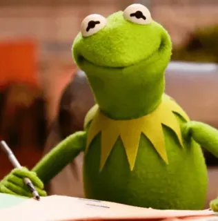 🤔 Kermit カーミット, マペッツ, カエル, 書く, ペン, 緑 telegram sticker