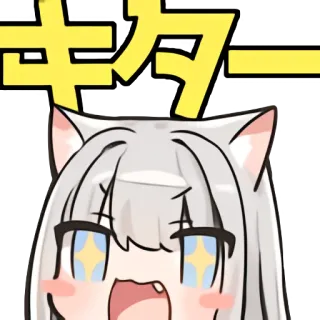 😀 ギター Аниме, Кошачьи ушки, Милый, Девушка, Гитара, Мультфильм telegram sticker