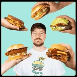 🍔 MrBeast MrBeast, Essen, Burger, Sandwich, Hände, MrBeast Burger telegram sticker