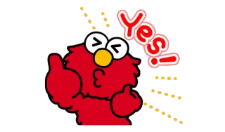 ✔ Yes! เอลโม, เซซามีสตรีท, ยกนิ้วโป้ง, อนุมัติ, บวก, การ์ตูน telegram sticker
