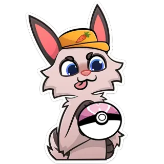 🫵 dier, konijn, konijn, hoed, pokemon, bal, schattig, cartoon telegram sticker