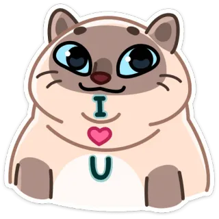 ❤️ I  U кот, любовь, стикер, милый, животное, сердце telegram sticker