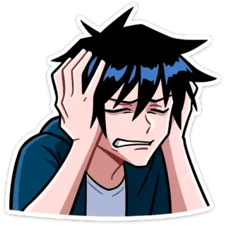🤦‍♀ Anime, Triste, Chico, Estrés, Ansioso, Adolescente, Dibujo animado telegram sticker