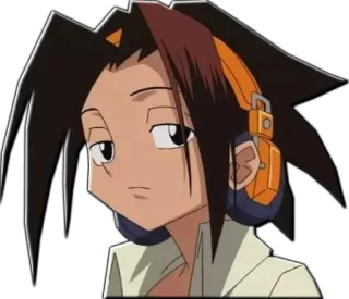 😧 Yoh Asakura Shaman King Anime, Shaman King, Yoh Asakura, Fones de ouvido, Desenho animado telegram sticker