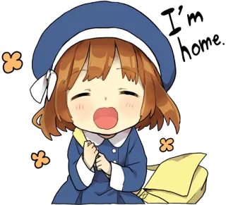 ☺️ I'm home. Аниме, Милый, Девушка, Чиби, Мультфильм, Возвращение домой telegram sticker