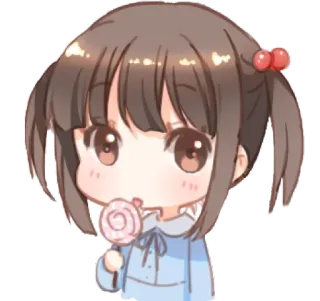 🍭 动漫女孩, 卡通, 棒棒糖, 可爱, 卡哇伊, Q版, 插图 telegram sticker