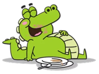 🐊 ワニ, 漫画, 動物, 食べ物, 食べる, デザート telegram sticker