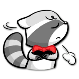 😏 raton laveur, nœud papillon, mignon, animal, autocollant whatsapp sticker