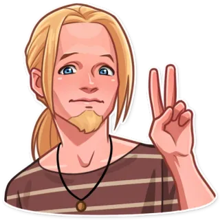 ✌️ 남자, 평화 기호, 인물 사진, 사람, 금발 telegram sticker