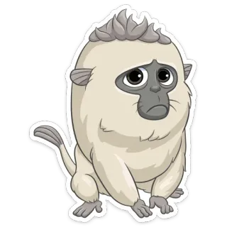☹️ scimmia, carino, animale, cartone animato, triste, adesivo telegram sticker