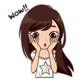 😱 Woop!! desenho animado, menina, animada, feliz, fofa, adesivo telegram sticker
