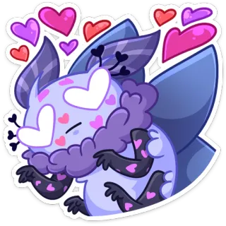 😍 falena, cuori, amore, carino, cartone animato, adesivo, kawaii telegram sticker