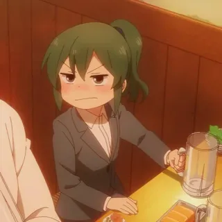 🍺 Anime, Wanita, Serius, Minum, Bir whatsapp sticker