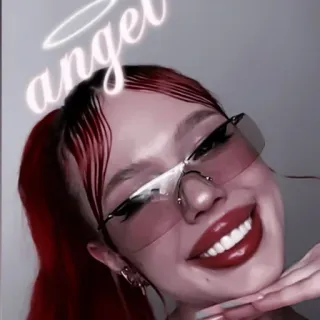 🌹 angel wanita, gadis, malaikat, halo, rambut merah, kacamata hitam, potret, kecantikan telegram sticker
