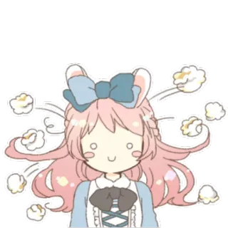 😶 Аниме, Милый, Мультфильм, Девушка, Лента, Пастель, Каваий telegram sticker