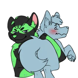 🍑 furry, anthropomorphic, wolves, canine, cuddle, hug, cartoon, digital art telegram sticker