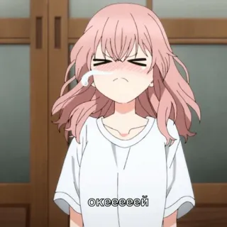 😶 океееееееееееей Anime, Gadis, Frustrasi, Rambut pink, Lucu, Rusia, Ok whatsapp sticker