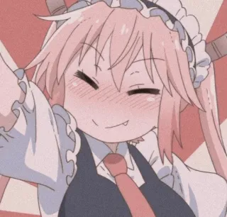 🐉 anime, cute, kawaii, cartoon, maid, pink hair, chibi telegram sticker