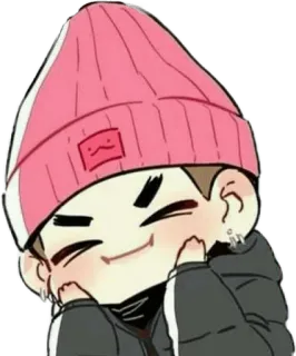 🤗 dibujo animado, chibi, gorro rosa, lindo, sticker telegram sticker