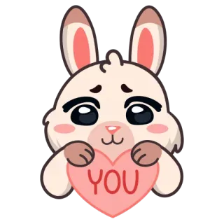 ❤️ YOU кролик, зайчик, сердце, любовь, милый, животное, мультик telegram sticker