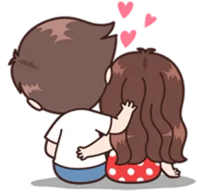👥 couple, amour, coeurs, dessin animé, mignon telegram sticker