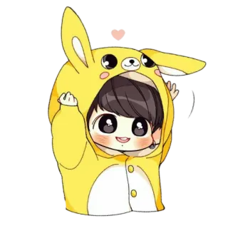🍄 dibujos animados, conejo, kawaii, lindo, chibi, K-pop whatsapp sticker