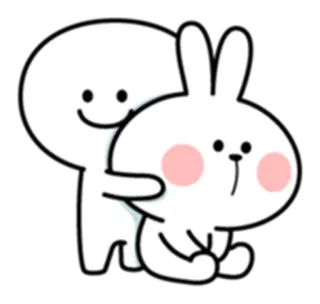 💕 Мультфильм, Персонажи, Милые, Обнимаются, Зайчик telegram sticker