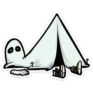 👻 fantasma, tienda, dibujos animados, tenebroso, camping, mono telegram sticker