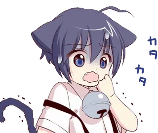😱 Anime, Chat, Neko, Kawaii, Mignon, Choqué, Surpris, Sueur telegram sticker