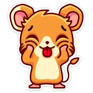 😛 мультфильм, животное, мышь, милый, язык, наклейка, иллюстрация telegram sticker
