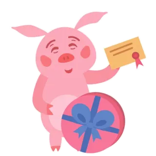 🐷 cochon, animal, dessin animé, cadeau, certificat whatsapp sticker