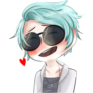 ❤️ Cartone animato, Anime, Personaggio, Illustrazione, Occhiali da sole telegram sticker