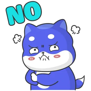 👎 NO нет, злой, несогласие, отрицание, мультяшный пёс, синий пёс telegram sticker