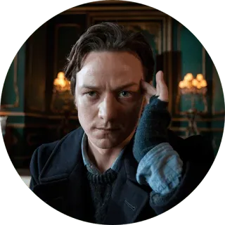 🤔 Professor X X-Men ศาสตราจารย์เอ็กซ์, เอ็กซ์เมน, มนุษย์กลายพันธุ์, โทรจิต, ซูเปอร์ฮีโร่, เจมส์ แม็กอะวอย telegram sticker