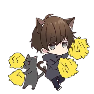 😁 Аниме, Кот, Кавай, Милый, Чиби, Фанатское telegram sticker