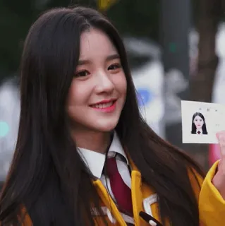 🌻 예비 châu á, cô gái, sinh viên, thẻ căn cước, nụ cười, chân dung, hàn quốc telegram sticker