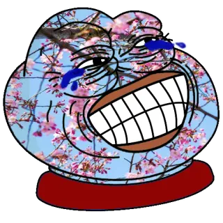 🤣 Pepe the Frog pepe, verdrietig, kikker, meme, huilen, kersenbloesem, internet cultuur telegram sticker