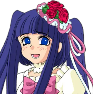 😆 Anime, Mädchen, Schleife, Rosen whatsapp sticker