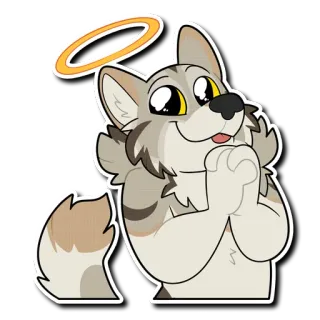 😇 lupo, carino, angelo, aureola, furry, cartone animato telegram sticker