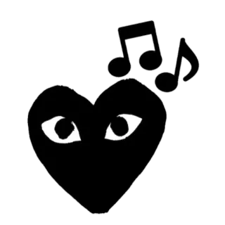 😌 heart, eyes, music notes, fashion, icon, cdg, comme des garcons telegram sticker