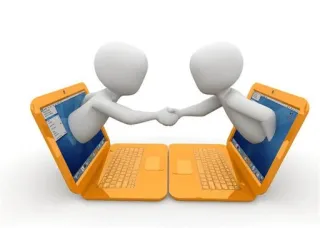 👩‍💻 handshake, online, collaboration, connection, agreement, technology, computers telegram sticker