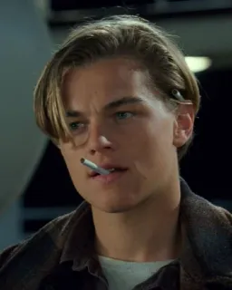 💔 Jack Dawson Titanic Leonardo DiCaprio, fumando, Titanic, película, personaje, Jack, cigarrillo whatsapp sticker